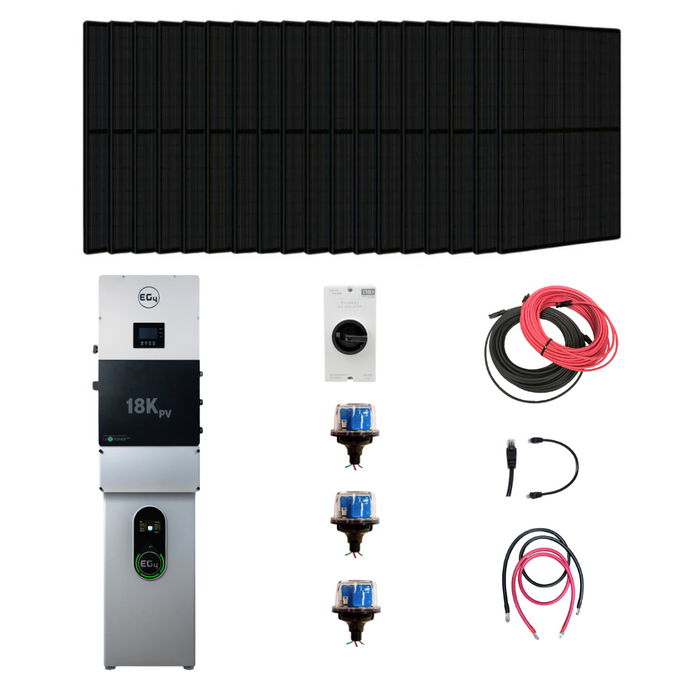 Complete Hybrid Solar Kit | EG4 18KPV | 8.8kW Solar Array | 12kW Continous AC Output | 48V Lithium Battery Bank |