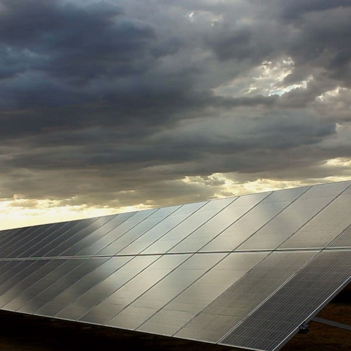 Solar Panels Pallet on Cloudy days (Storm Weather)
