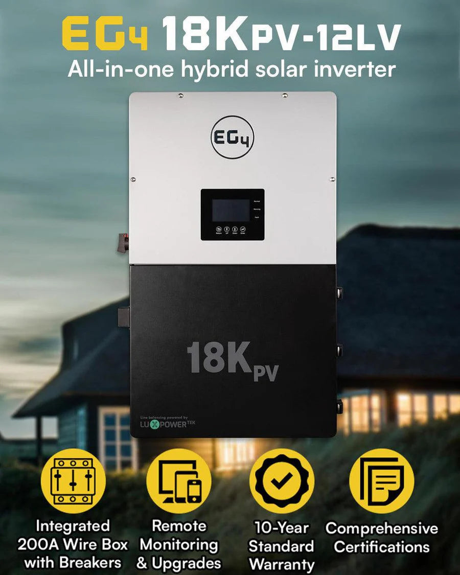 EG4 18KPV Hybrid Inverter All-In-One Solar Inverter | 18,000W PV Input | 12,000W Output | 48V 120/240V Split Phase