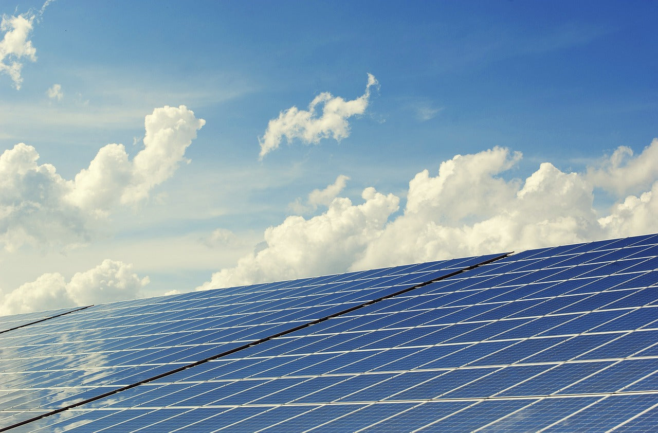 Monocrystalline Solar Panels with blue sky