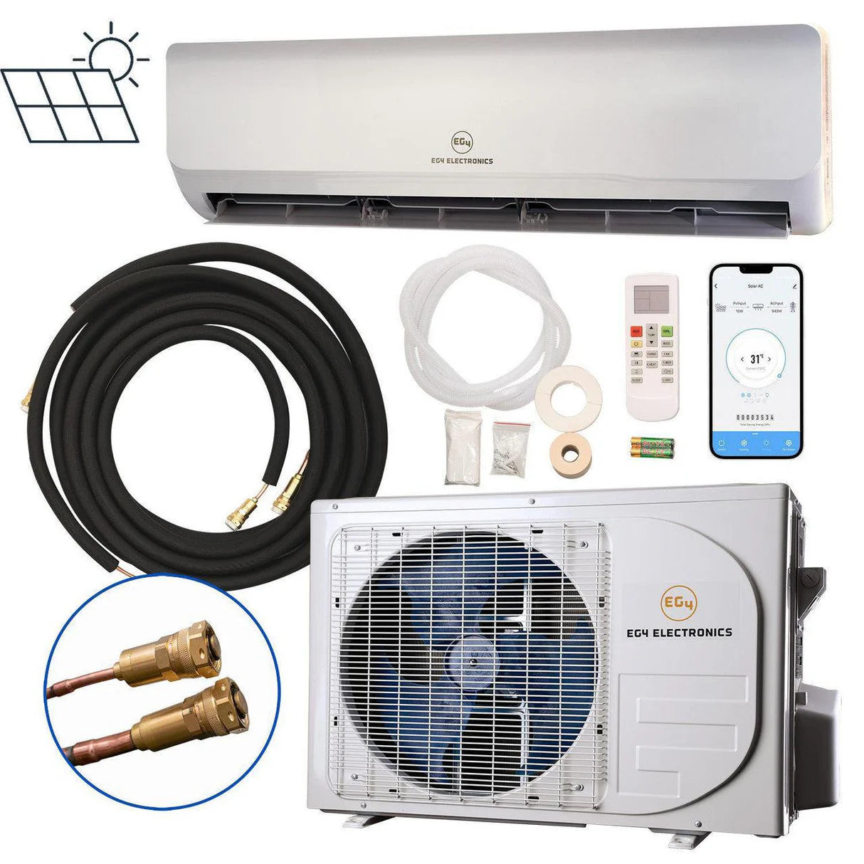 EG4 12k BTU Hybrid Solar AC/DC Solar Mini Split Air Conditioner Heat Pump | Direct Solar Input