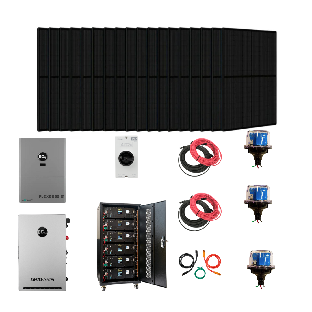 Complete Hybrid Solar Kit | EG4 Flexboss21 | EG4 Gridboss | 16kW Continuous AC Output | EG4 48V Lithium Battery