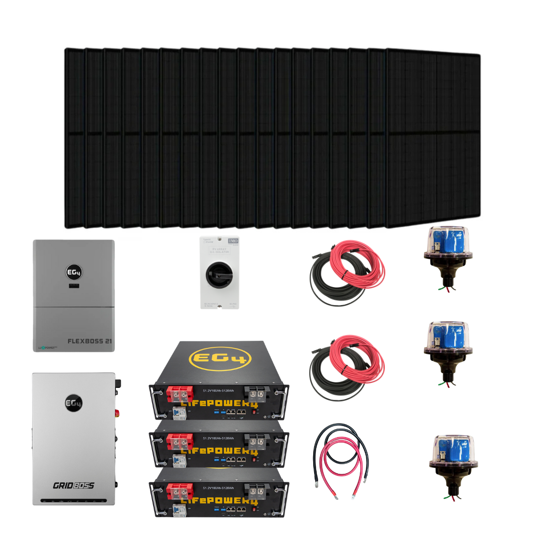 Complete Hybrid Solar Kit | EG4 Flexboss21 | EG4 Gridboss | 16kW Continuous AC Output | EG4 48V Lithium Battery