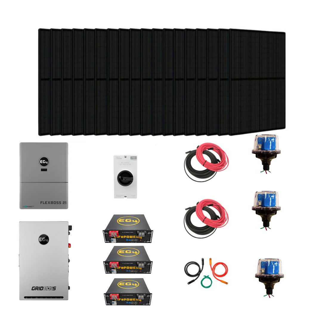 Complete Hybrid Solar Kit | EG4 Flexboss21 | EG4 Gridboss | 16kW Continuous AC Output | EG4 48V Lithium Battery