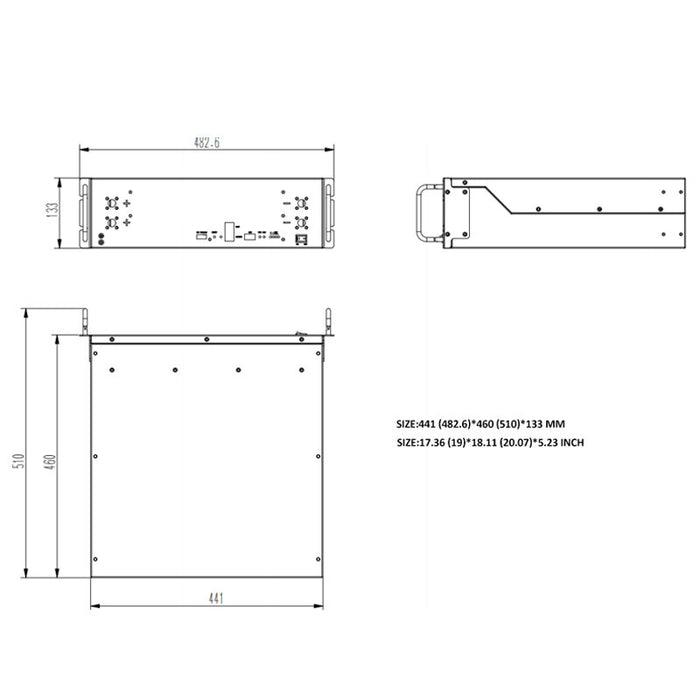 RUiXU RX-LFP48100-H | Self Heating 19" Rack Mounted 3U Module | UL 1973