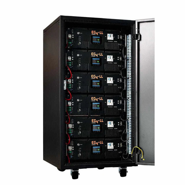 EG4 6-Slot Battery Rack | With Pre-Assembled Enclosed Rack | With Door & Wheels | Busbar Covers