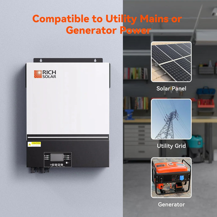 Rich Solar 6500 Watt (6.5KW) 48 Volt Off-Grid Hybrid Solar Inverter