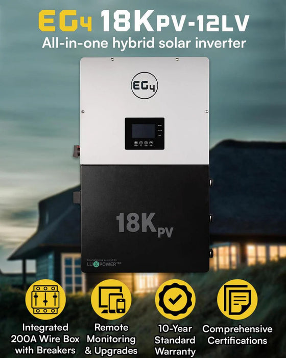 EG4 18KPV Hybrid Inverter All-In-One Solar Inverter | 18,000W PV Input | 12,000W Output | 48V 120/240V Split Phase | EG4-18KPV-12LV