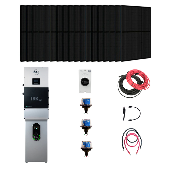 Complete Hybrid Solar Kit | EG4 18KPV | 18kW PV Input | 12kW Continous Output | 48V 280Ah EG4 Batteries |