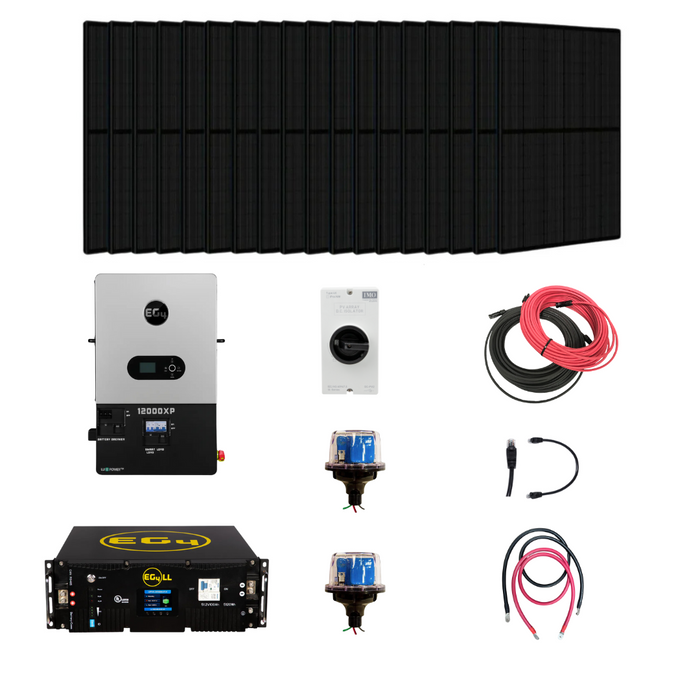 Complete Off Grid Solar Kit | EG4 12000XP | Up To 18kW PV Input | 12kW Continuous Power | 48V Server Rack Battery System