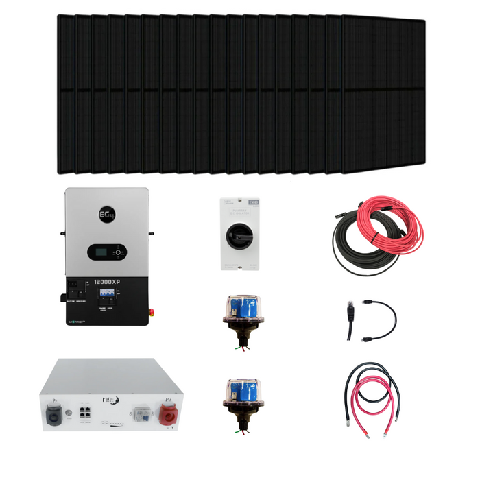 Complete Off Grid Solar Kit | EG4 12000XP | Up To 18kW PV Input | 12kW Continuous Power | 48V Server Rack Battery System