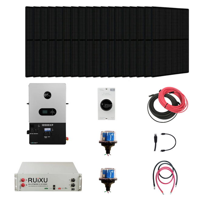 Complete Off Grid Solar Kit | EG4 12000XP | Up To 18kW PV Input | 12kW Continuous Power | 48V Server Rack Battery System