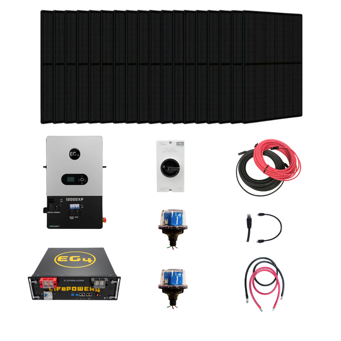 Complete Off Grid Solar Kit | EG4 12000XP | Up To 18kW PV Input | 12kW Continuous Power | 48V Server Rack Battery System