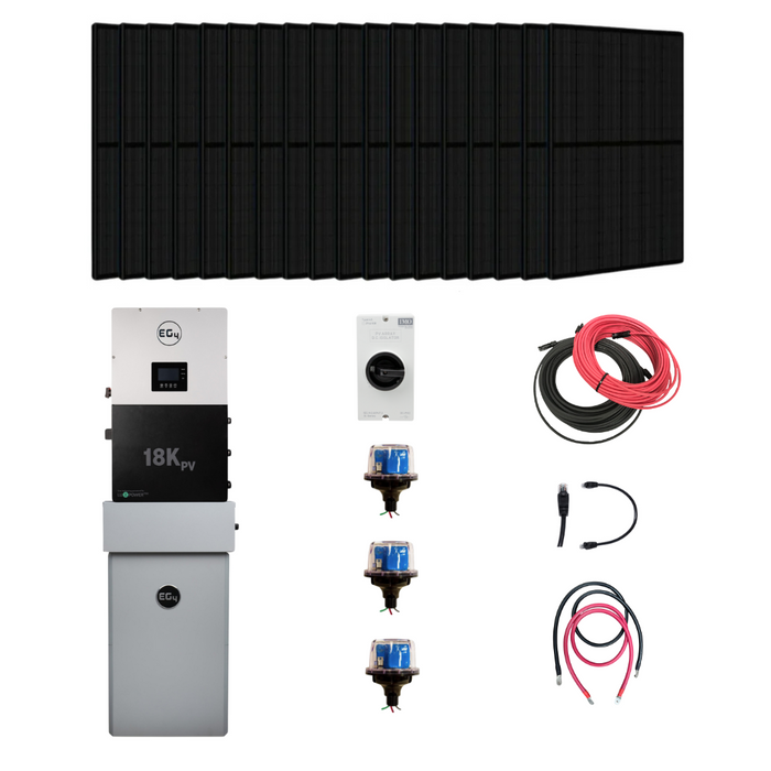 Complete Hybrid Solar Kit | EG4 18KPV | 18kW PV Input | 12kW Continous Output | 48V 280Ah EG4 Batteries |