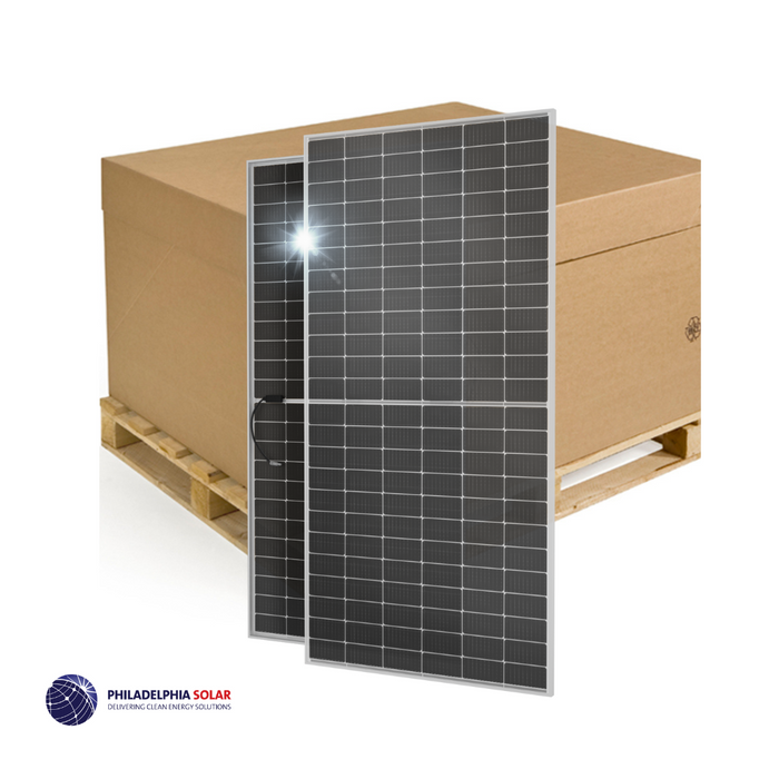 Philadelphia Solar Pallet of 580 Watt Nexus 144 Cell Bifacial Solar Panel [Silver Frame] | 31 Solar Panels | PS-MNB144(HCBF)-580W
