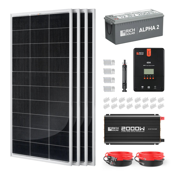 Rich Solar 800 Watt Complete Solar Kit | Includes Solar Panels, Charge Controller, Battery, and More (Copy)