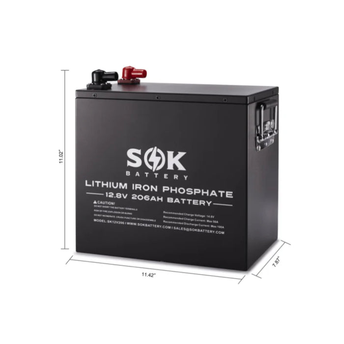 SOK 12V 206Ah LifePO4 Deep Cycle Solar Battery - SK12V206