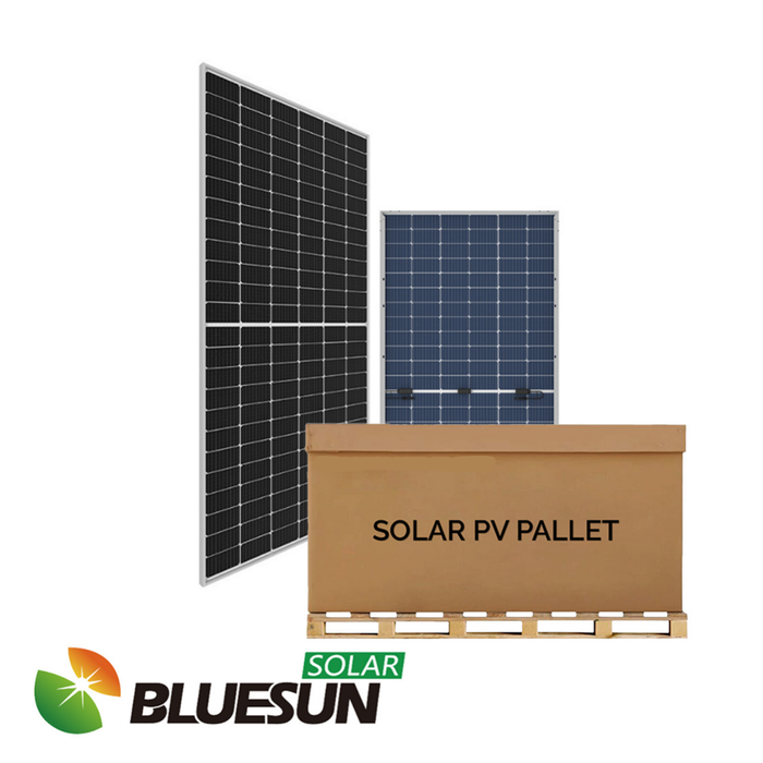 BlueSun 16.56kW Pallet of 460W Half-Cell Bifacial Solar Panels (Silver) | Up to 575W with Bifacial Gain | Full Pallet 36 Panels - 16.56kW