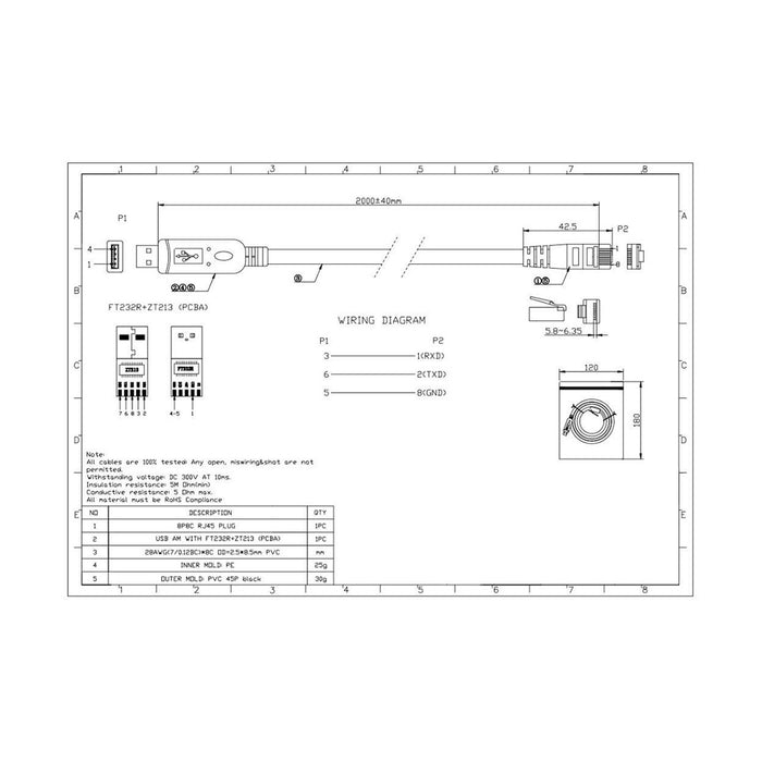 EG4 RS232 Firmware Update Cable for EG4 LL Batteries