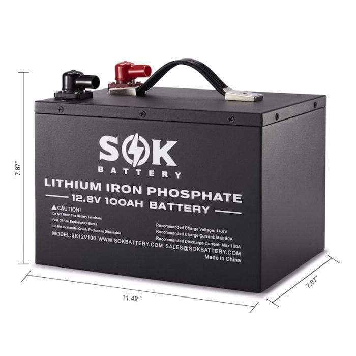 SOK Battery 12V 100Ah LifePO4 Lithium Solar Battery - SK12V100