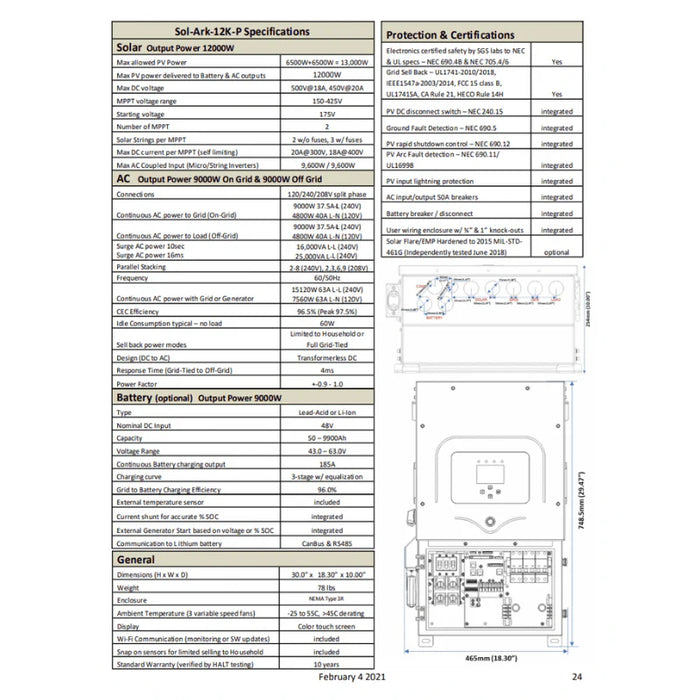 Sol Ark 12k All-In-One Hybrid Solar Inverter | 10 Year Warranty Included