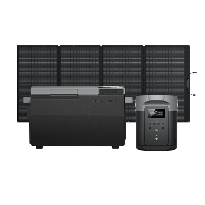 EcoFlow US 400W Portable Solar Panel * 1 EcoFlow GLACIER Portable Refrigerator + DELTA 2 Max Portable Power Station